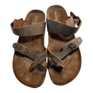 Mountain Sole Women's Easy Slip-On Two Loop Design Leather Size 10 Sandals